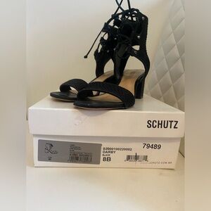 SCHUTZ WOMEN’S DARBY ANKLE LACE UP SANDAL SHOE SIZE 8